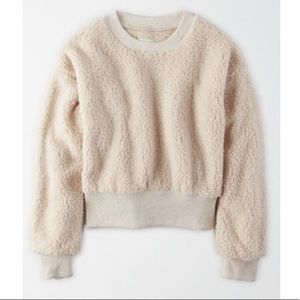 Cream Cropped Sherpa Sweater